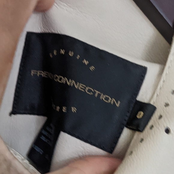 French Connection Leather Broderie Brogue Shift Dress Size 0 (Petite Friendly) - Picture 4 of 5